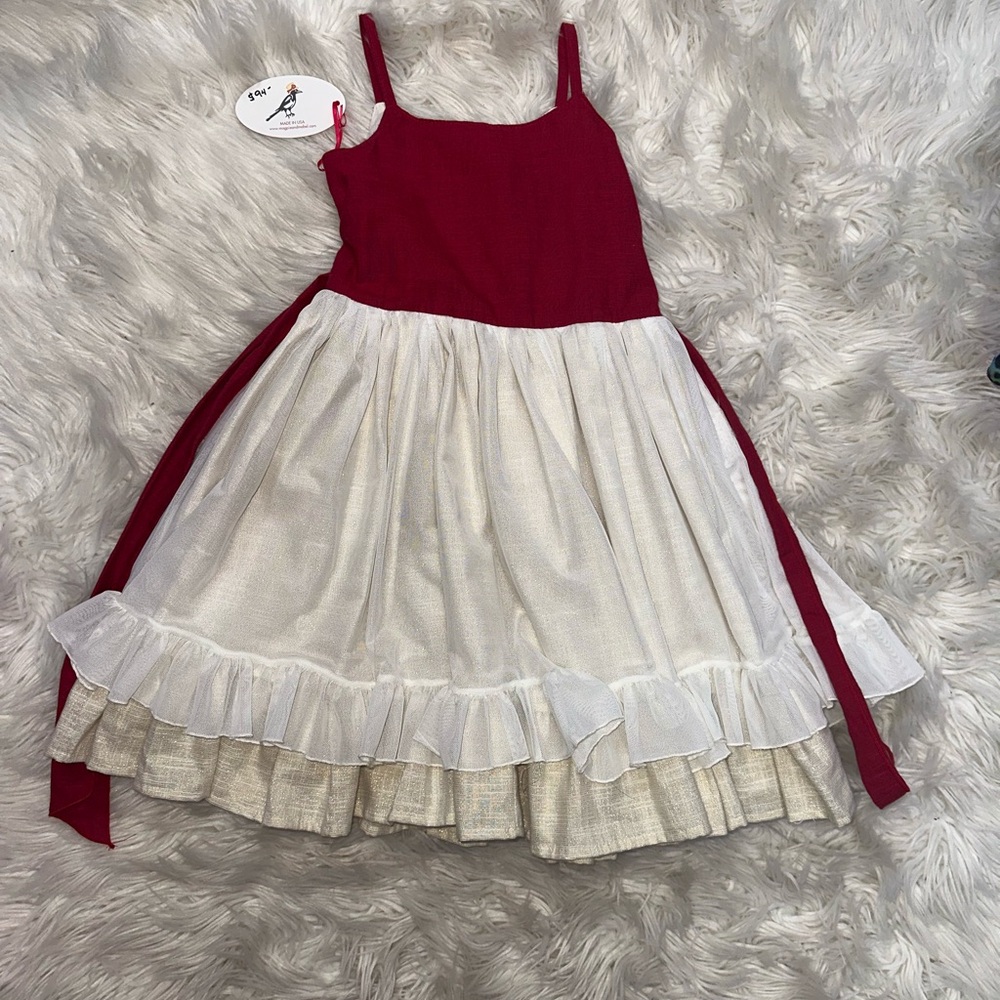 Magpie and Mabel Elegant Red and Cream Kids Formal Dress